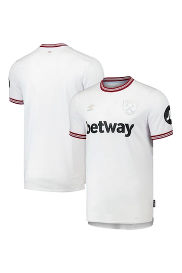 Fanatics West Ham United Umbro Away White Shirt 2023-24