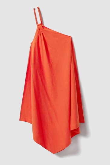 Reiss Orange Jeanne One Shoulder Draped Midi Dress