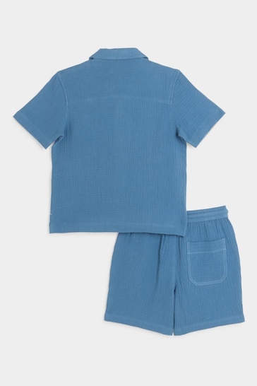 River Island Blue Boys Cheesecloth Shirt Set