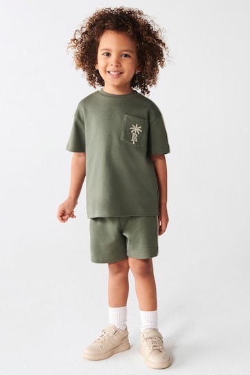 River Island Green Boys Crochet Tape T-Shirt Set