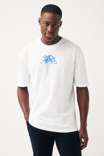 White Graffiti Back Print T-Shirt