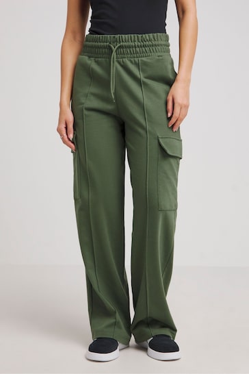 Simply Be Green Wide Leg Cargo Trousers
