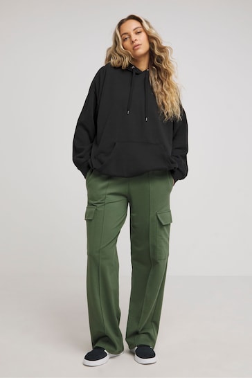 Simply Be Green Wide Leg Cargo Trousers