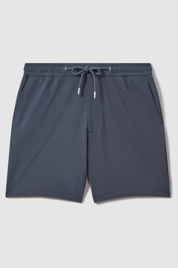 Reiss Airforce Blue Newmark Textured Drawstring Shorts