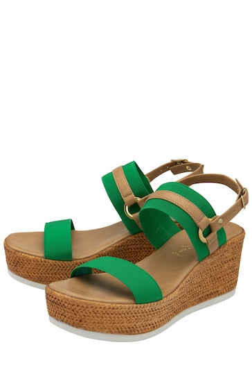 Lotus Green Open-Toe Wedge Sandals