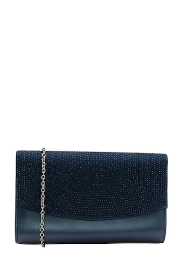 Lotus Blue Clutch Bag With Chain