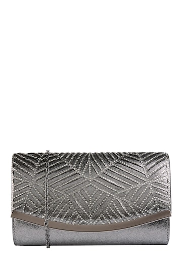 Lotus Grey Clutch Bag With Chain