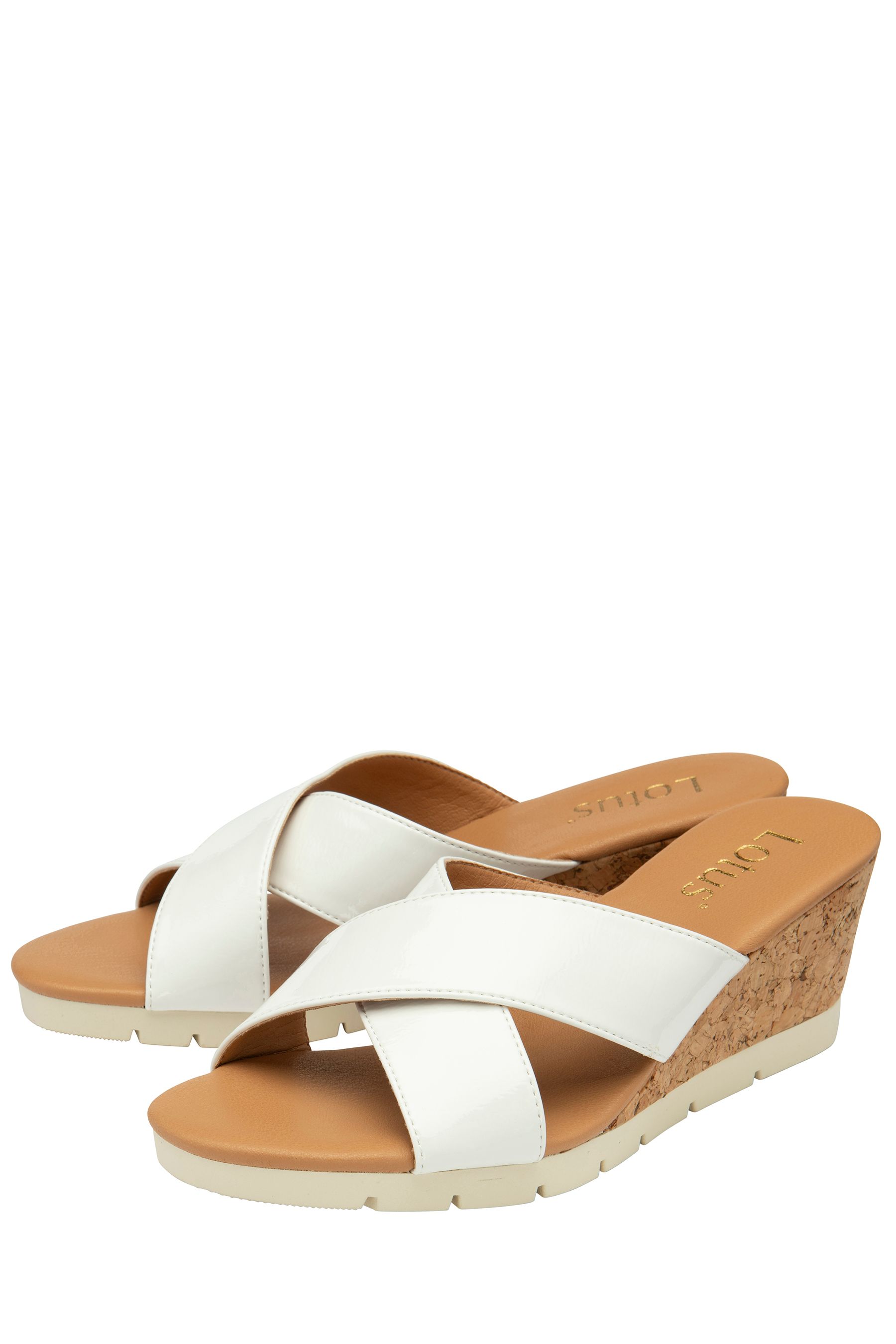 Lotus white wedge sandals discount