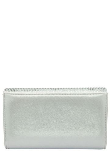 Lotus Silver Clutch Bag With Chain