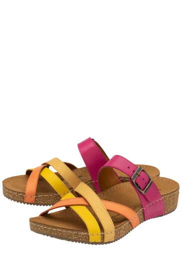 Lotus Pink Leather Mule Sandals