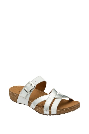 Lotus Silver Leather Mule Sandals
