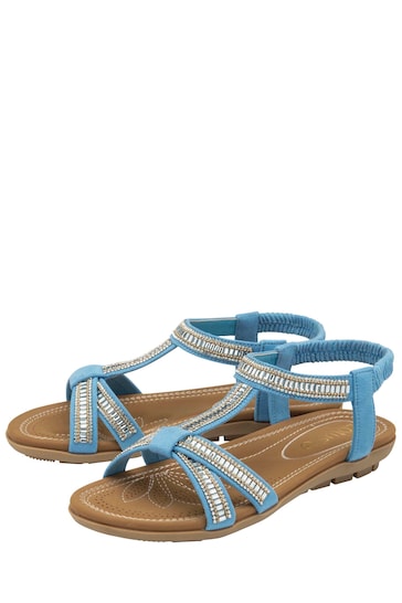 Lotus Blue Open-Toe Flat Sandals