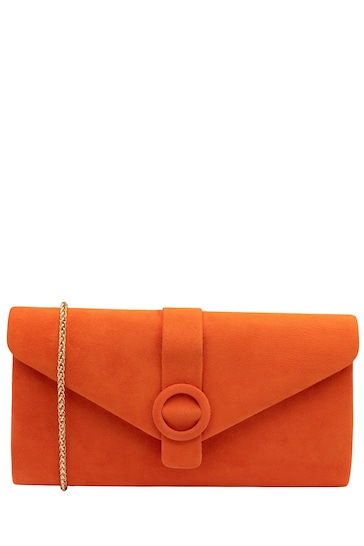 Lotus Orange Clutch Bag With Chain