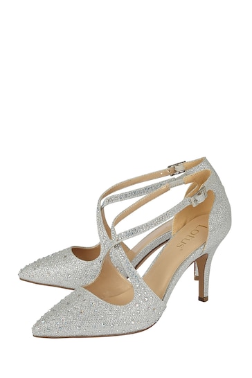 Lotus Silver Pointed-Toe Court Shoes