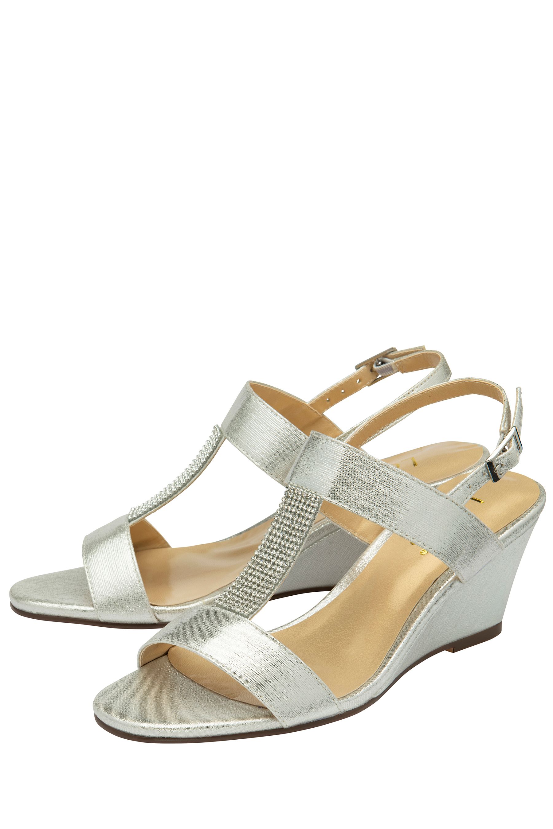 Lotus silver wedge top sandals