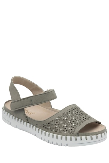 Lotus Grey Peep-Toe Flat Sandals