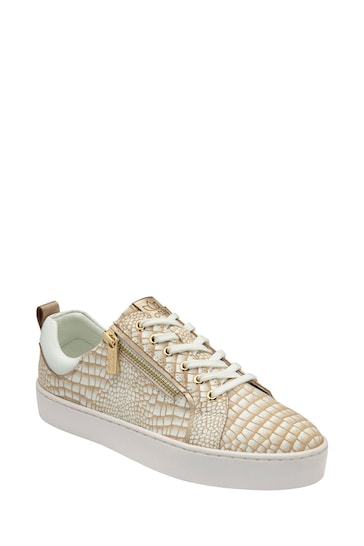 Lotus Gold Leather Zip-Up Trainers