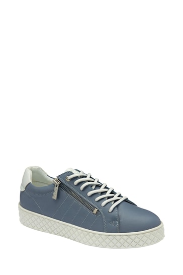 Lotus Blue Leather Zip-Up Trainers