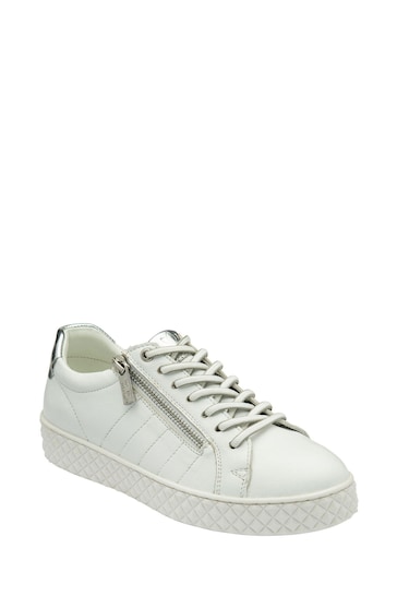 Lotus White Leather Zip-Up Trainers