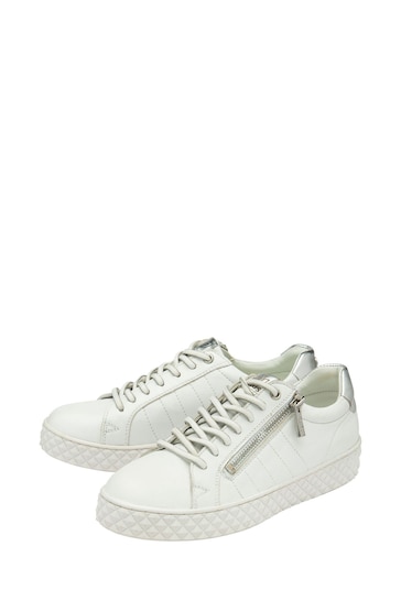 Lotus White Leather Zip-Up Trainers