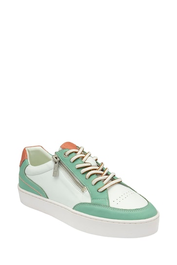 Lotus Green Leather Zip-Up Trainers