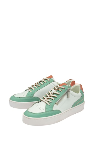 Lotus Green Leather Zip-Up Trainers