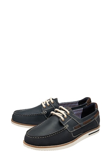 Lotus Blue Leather Boat Shoes