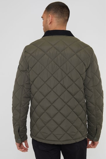 Threadbare Khaki Showerproof Quilted Jacket With Microfleece Lining