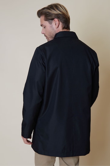 Threadbare Black Showerproof Longline Collared Jacket