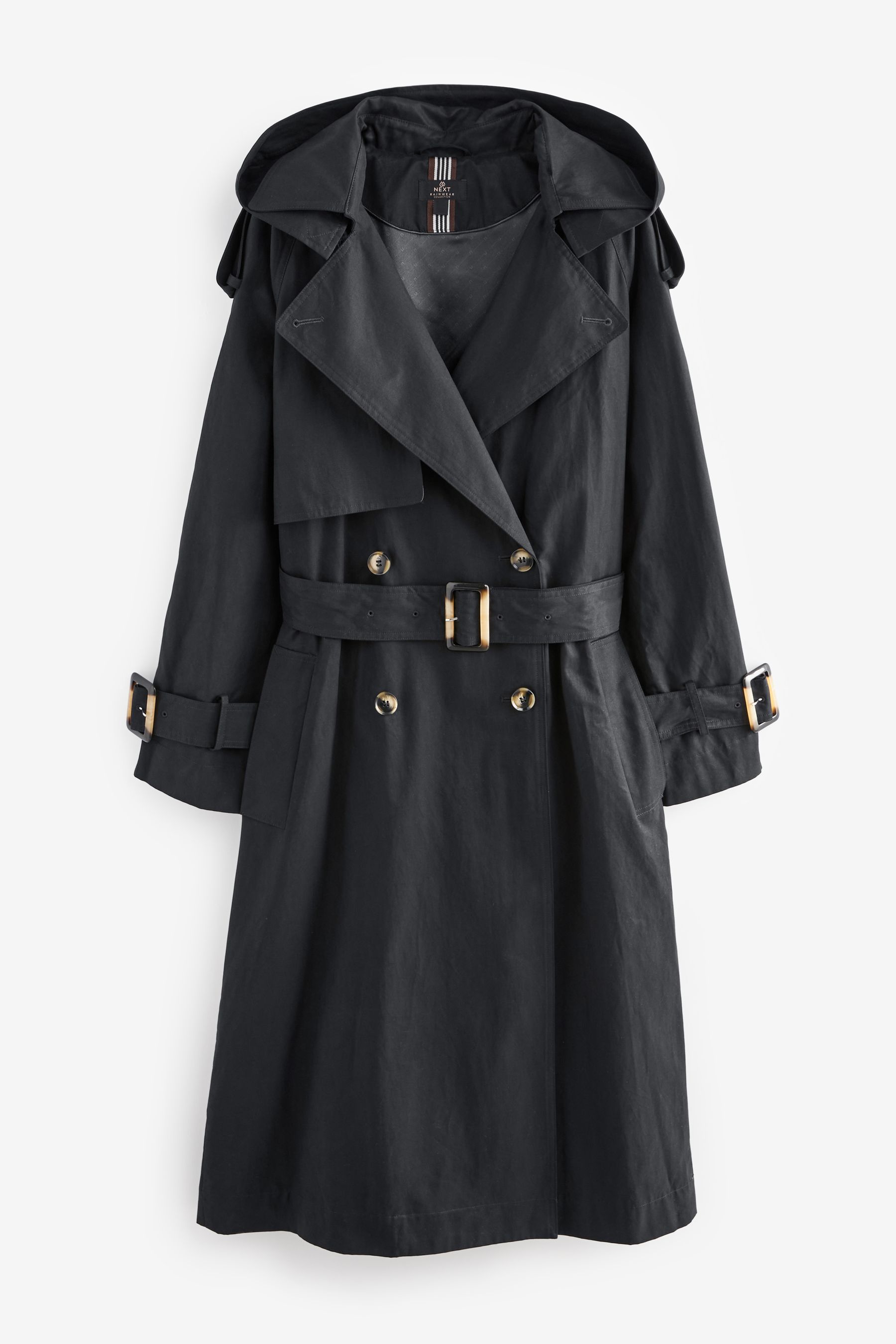 Black belted trench coat hotsell