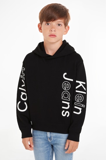 Calvin Klein Slogan Print Black Hoodie