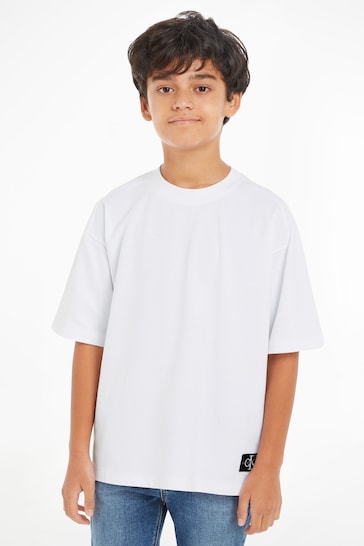 Calvin Ochelari Klein Pique Logo White T-Shirt