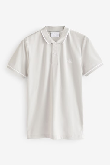 Calvin Klein Slim Grey Logo Tipping Polo Shirt