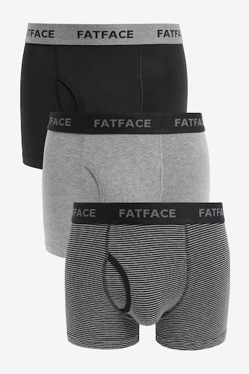 FatFace Grey Classic Stripe Boxers 3 Pack