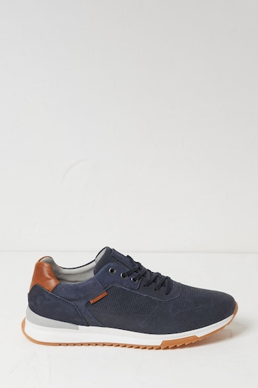 FatFace Blue Wells Leather Runner Trainers
