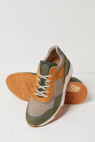 FatFace Green Oakes Leather Trainers