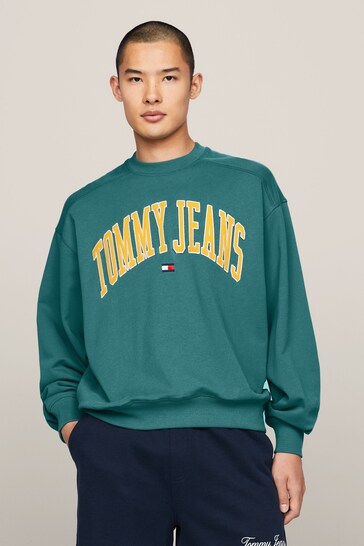 Tommy Jeans Green Boxy Logo Sweatshirt