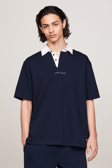 Tommy Jeans Blue Oversized Classic Rugby Shirt