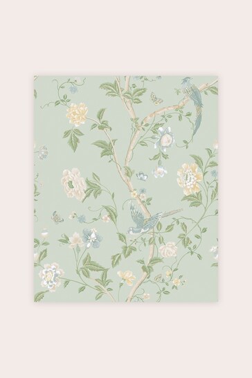 Laura Ashley Green Summer Palace Wallpaper Sample Wallpaper