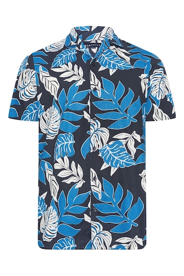 BadRhino Big & Tall Navy Blue Leaf Print Shirt