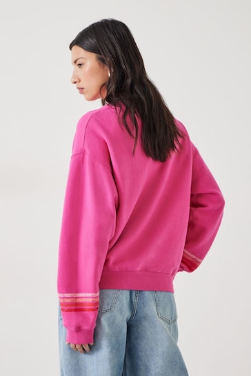 Hush Pink Kaelynn Contrast Stripe Sweatshirt