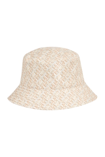Tommy Hilfiger Cream Monogram Logo Bucket Hat