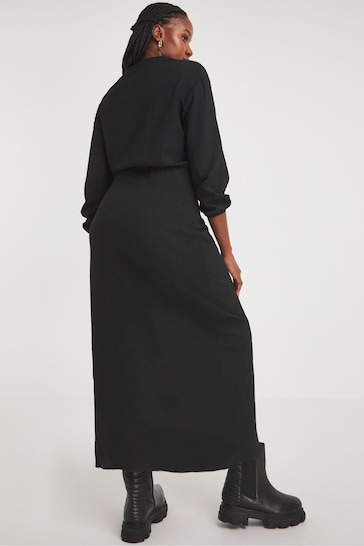 Simply Be Black Treebark Wrap Midi Dress