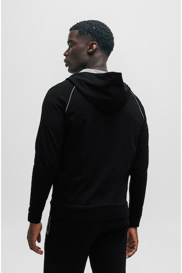 BOSS Black Logo Detail Stretch Cotton Zip Up Hoodie
