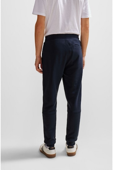 BOSS Navy Blue Logo Patch Cotton Terry Joggers