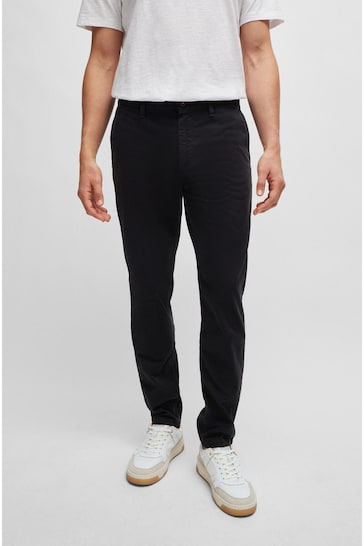 BOSS Black Tapered-Fit Chinos In Stretch-Cotton Satin