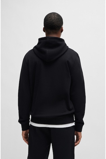 BOSS Black Logo-Patch Hoodie In Cotton Terry