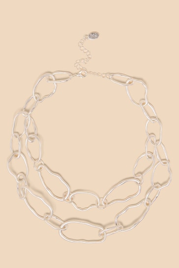 White Stuff Silver Tone Amy Double Layer Necklace