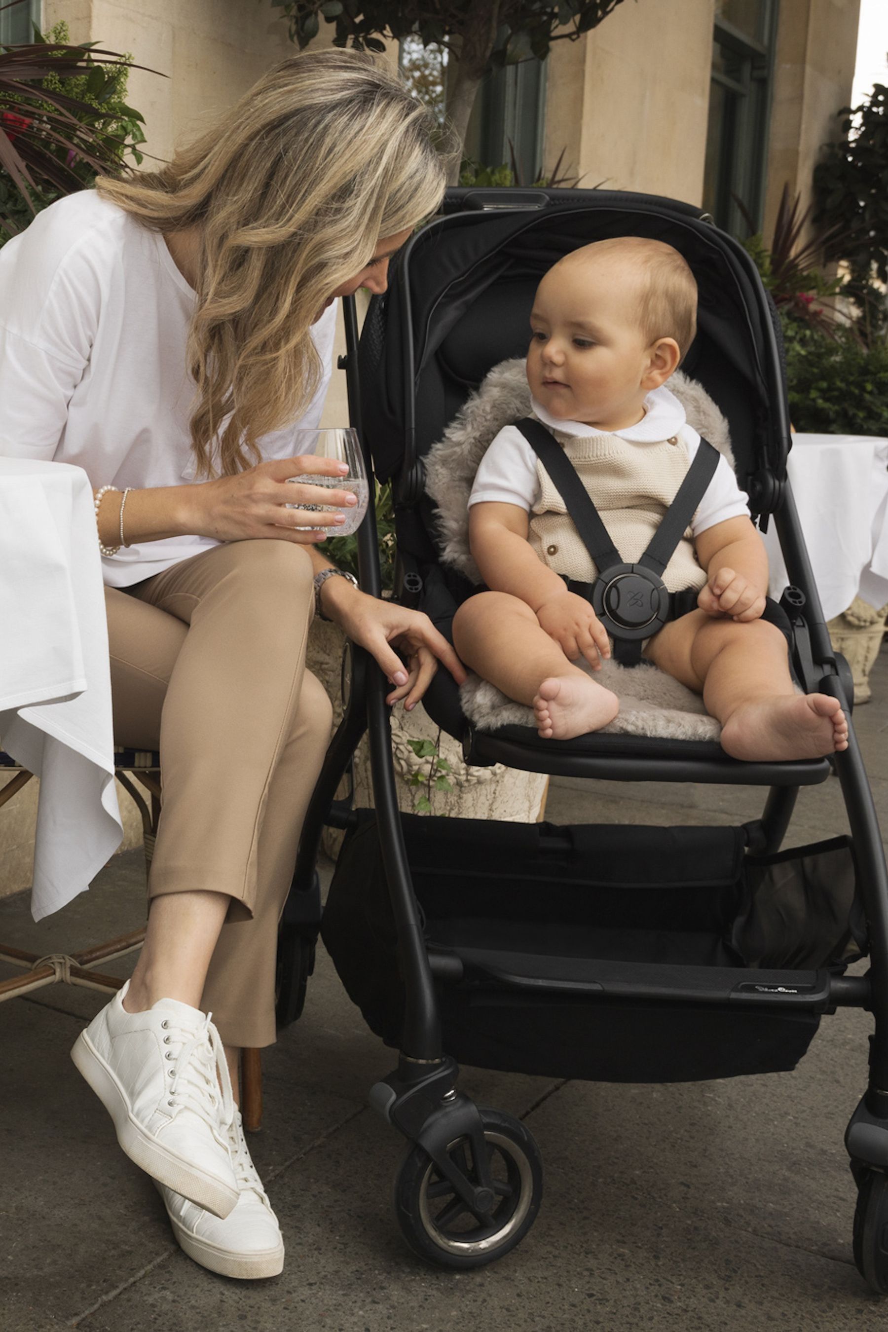Baby pram sheepskin top