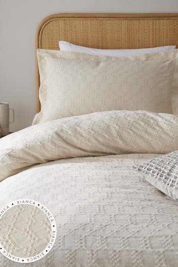 Bianca Natural Waffle Cotton Circle Pair Oxford Pillowcase